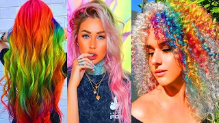 Rainbow Hair Color. Best Hair Colorful Transformation