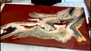 Warm Earth Palette Traveling Jiggle Pour Acrylic Pour Painting, Flow Art, Fluid Art Technique,