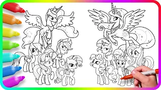 Coloring Pages MY LITTLE PONY | How to color My Little Pony. Easy Drawing Tutorial Art. MLP Mane 8