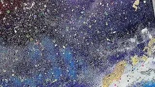 Cozy Craft time! Galaxy painting finished with glitter resin & crushed glass!