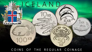 МОНЕТЫ РЕГУЛЯРНОГО ЧЕКАНА ИСЛАНДИИ (ИСЛАНДСКАЯ КРОНА) / COINS OF THE REGULAR COINAGE OF ICELAND .