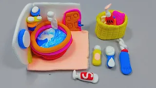 DIY Miniature Bathroom set using polymer clay | DIY  How to make miniature clay bathroom | Part 2
