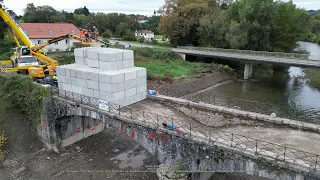 Pont d'Osserain - Déconstruction - Etapes 2 et 3  -  Instrumentation  et chargement