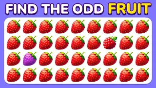 Find the ODD One Out - Fruits Challenge 🍎🍌🍓 Easy, Medium and Hard Levels