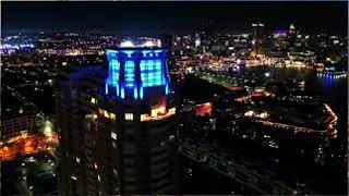 Baltimore At Night, Maryland, Pennsylvania, USA, 4K Drone Footage