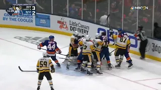 Penguins and islanders fill up the penalty box