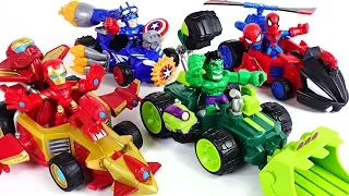 Run! Marvel Mashers micro Hulk, Spier Man, Iron Man, Captain America super cars! - DuDuPopTOY
