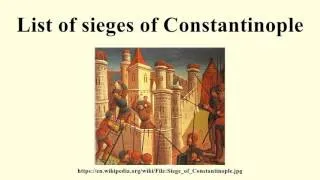 List of sieges of Constantinople