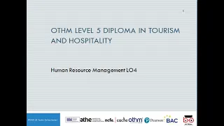 OTHM Level 5 Diploma in Tourism and Hospitality Unit Human Resource Management LO4