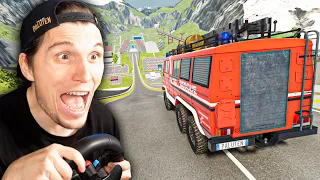 Wie weit fliegt ein FEUERWEHR-AUTO auf der XXL Sprungschanze? | BeamNG