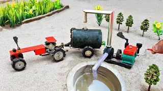 DIY tractor water tank science project  |mini hand pump | house of animals|diesel engine| water pump