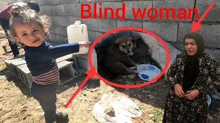 Building a Shelter for a Lost Puppy by blind women  and nomadic family