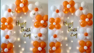 Easy birthday decoration at home | floral balloon decoration | unique birthday decoration