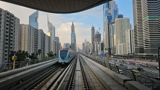 Dubai UAE Wednesday 7:30am Metro ride +walk tour: Burjuman to Dubai Marina (02.07.'24: 4K-UHD)