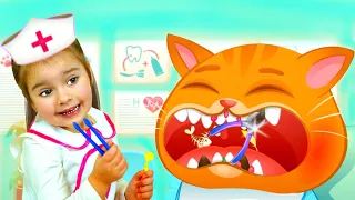 Веселая история для детей как Арина попала в игре с котиком Bubbu в Больницу | Арина Лечит Бубу