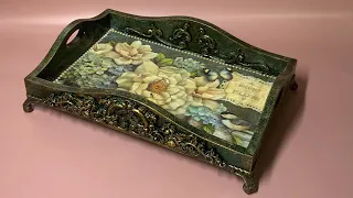 Винтажный поднос. Vintage tray .