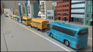 10대 자동차 버스 캐리어카 Loading 10 Bus Cars on a Carrier Car