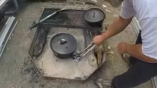 Peach Cobbler at camp using dutch oven with easy recipe!