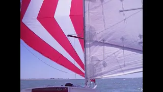 Core Sound 20 sailing with mizzen staysail on the bowsprit