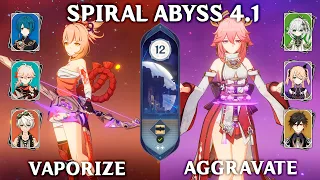 Spiral Abyss 4.1 Floor 12 9 Stars. C0 Yoimiya Vaporize and C5 Yae Miko Aggravate. Genshin Impact 4.1