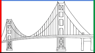 How to draw the Golden Gate Bridge step by step for beginners #Christmasdrawing