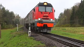 2ТЭ25Км-0342 (РЖД/Окт, ТЧ-31 В. Луки) с грузовым поездом