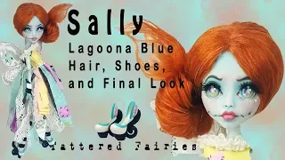 OOAK Monster High NBX Sally Lagoona Blue Tattered Fairy Hair Shoes Final Looks by Skeriosities