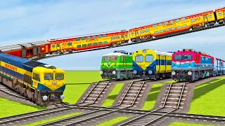 4️⃣ TRAINS CRAZY RAILWAY CROSSING ON RISKY AND FLYING RAILROAD TRACKS | Beamng Train Simulator