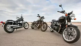 WOW!! Amazing Battle Harley Davidson Iron 883 vs Honda Shadow RS vs Triumph Bonneville Comparison Re