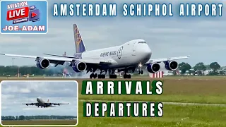 Crosswind Landings & Takeoff at Amsterdam Schiphol Airport Live