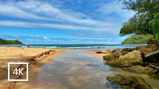 Walking along the beach on Kauai (Relaxing ASMR Waves 3D Audio Binaural 4k)