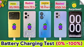 POCO X5 Pro vs Redmi Note 12 Pro vs Realme 10 Pro+ Battery Charging Test (0-100%) | 67W कोनसा Faster