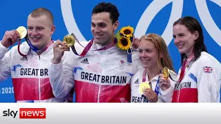 Team GB win gold medals in mixed swimming and triathlon relays