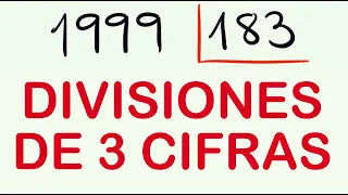 Divisiones de 3 cifras resueltas : 1999 dividido por 183 con resta