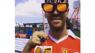 F1 2016 Japanese GP - Sebastian Vettel receives an unusual gift from a little fan