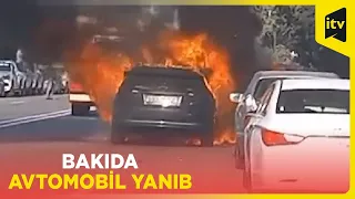 Bakıda avtomobil yanıb