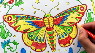 🍃Calming and Satisfying Coloring of a Moth 🦋 | ASMR, no talking, chill music