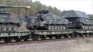 Militärzug, Military Train mit PzH 2000, Marder, Fuchs und Fennek
