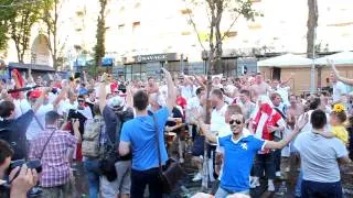 English fans are singing "Vindaloo" . Euro 2012