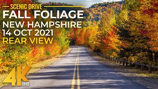 Beautiful Autumn Scenery of New Hampshire Roads - Fall Foliage of New England - Rear View (4K 60fps)