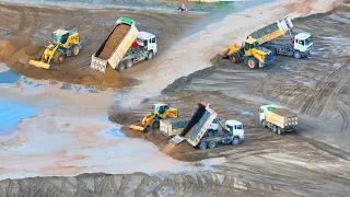 EP979,Excellent Techniques Of Machinery Bulldozer Working Push & Truck Delivery Sand