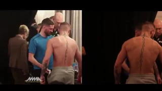 Conor Mcgregor calls Tyron Woodley a 'bitch' in intense staredown!