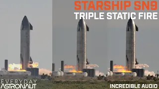 SpaceX Starship SN9 Triple Static Fire!!! [Slow Mo 4K]