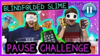 BLINDFOLDED MAKING SLIME PAUSE CHALLENGE | Kayla Davis