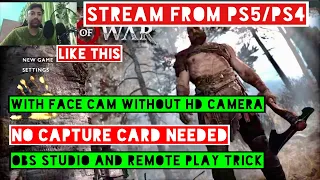 How To Stream PS5 With OBS - PS4 TOO - NO CAPTURE CARD NEEDED WITH FACE CAM WITHOUT EXTERNAL CAMERA
