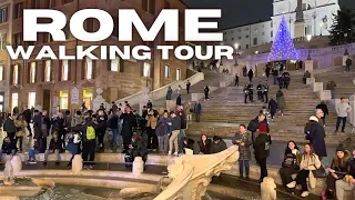 Busy Night Walking Tour • Spanish Steps to Fontana di Treve Rome, Italy | 4K HDR Walk