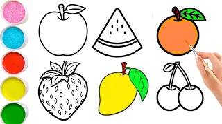 Drawing, Painting, Coloring Fruits for Kids & Toddlers | Watercolor Paint | Art for Kids