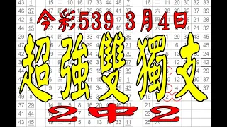 【神算539】3月4日 上期中05 10 15 16 21 今彩539 超強雙獨支