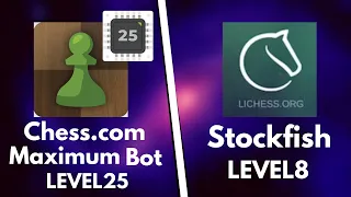 Chess.com Maximum Bot lvl25 VS Lichess - Stockfish lvl 8 /Brilliant Endgame