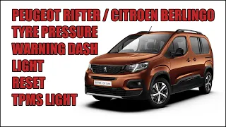 Peugeot Rifter TPMS Reset Tyre Pressure Warning Light Reset